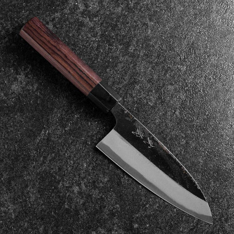 Deba Double Bevel Blue Steel #2 Kurouchi Shitan Handle 150mm-[Musashi]-[Japanese-Kitchen-Knives]