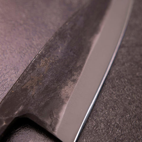 Deba Double Bevel White Steel #2 Kurouchi Buffalo Ebony Handle 165mm-[Musashi]-[Japanese-Kitchen-Knives]
