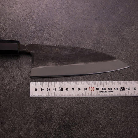 Deba Double Bevel White Steel #2 Kurouchi Buffalo Ebony Handle 165mm-[Musashi]-[Japanese-Kitchen-Knives]