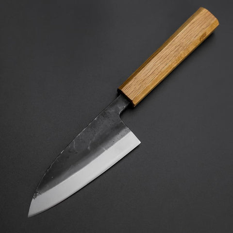 Deba Double Bevel White Steel #2 Kurouchi Oak Handle 120mm-[Musashi]-[Japanese-Kitchen-Knives]