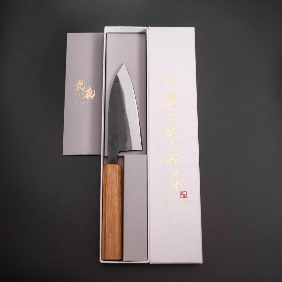 出刃 両刃 青紙2号 黒打 墨漆柄 120mm – MUSASHI