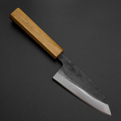 Deba Double Bevel White Steel #2 Kurouchi Oak Handle 120mm-[Musashi]-[Japanese-Kitchen-Knives]