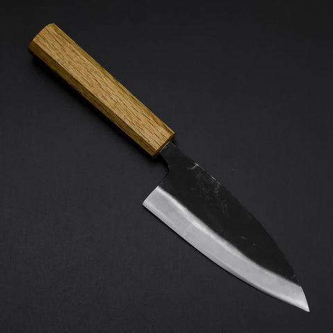 Deba Double Bevel White Steel #2 Kurouchi Oak Handle 130mm (5.1”)-[Musashi]-[Japanese-Kitchen-Knives]