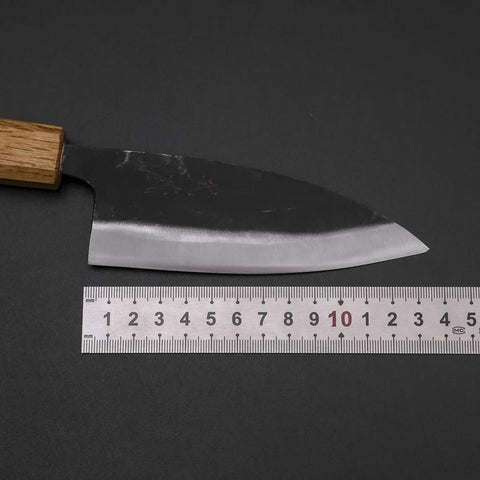 Deba Double Bevel White Steel #2 Kurouchi Oak Handle 130mm-[Musashi]-[Japanese-Kitchen-Knives]