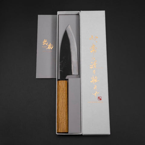 Deba Double Bevel White Steel #2 Kurouchi Oak Handle 130mm-[Musashi]-[Japanese-Kitchen-Knives]