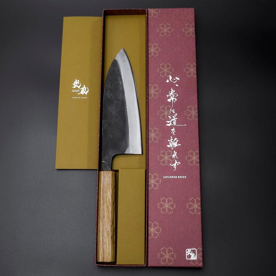 出刃白紙2號鋼黑打墨漆柄180mm – MUSASHI