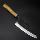 Deba Double Bevel White Steel #2 Kurouchi Oak Handle 180mm (7”)-[Musashi]-[Japanese-Kitchen-Knives]