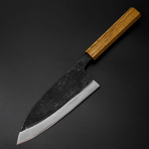 Deba Double Bevel White Steel #2 Kurouchi Oak Handle 180mm-[Musashi]-[Japanese-Kitchen-Knives]