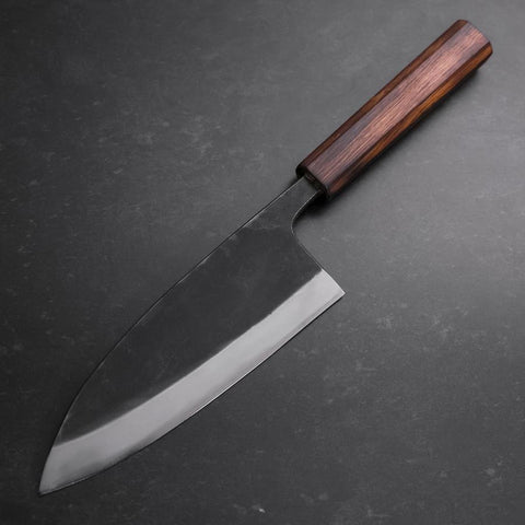 Deba Double Bevel White Steel #2 Kurouchi Sumi Urushi Handle 180mm (7”)-[Musashi]-[Japanese-Kitchen-Knives]