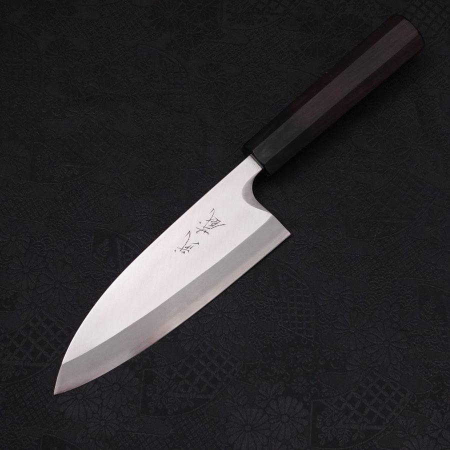 出刃 左利き 片刃 銀紙3号 霞 黒檀水牛柄 165mm – MUSASHI