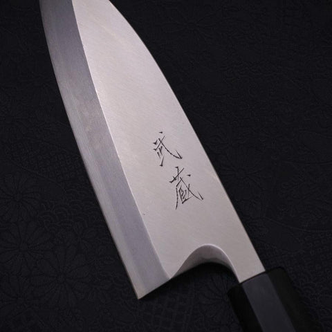 Deba Left Hand Silver Steel #3 Kasumi Buffalo Ebony Handle 165mm (6.5”)-[Musashi]-[Japanese-Kitchen-Knives]