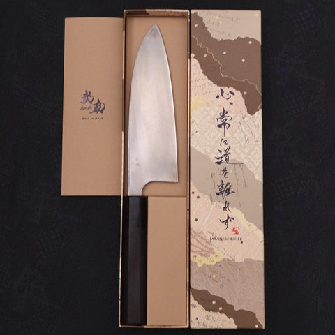 Deba Left Hand Silver Steel #3 Kasumi Buffalo Ebony Handle 180mm (7”)-[Musashi]-[Japanese-Kitchen-Knives]