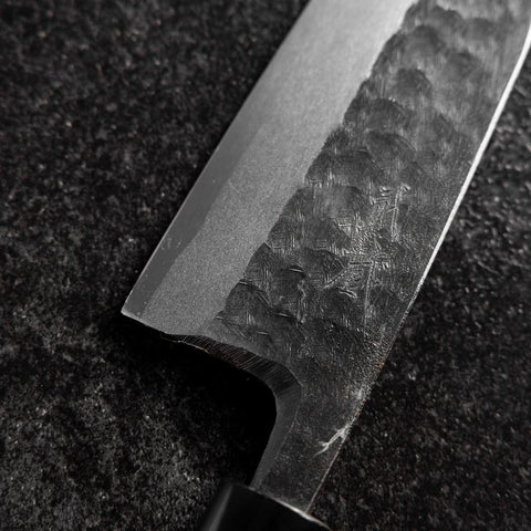 Deba Left Hand White Steel #2 Kurouchi Tsuchime Cherry Handle 165mm (6.5”)-[Musashi]-[Japanese-Kitchen-Knives]