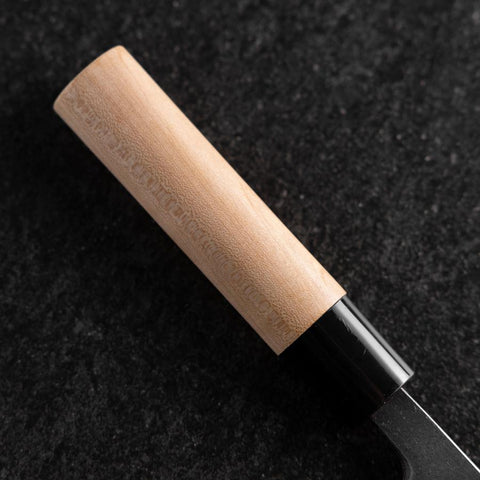 Deba Left Hand White Steel #2 Kurouchi Tsuchime Cherry Handle 165mm (6.5”)-[Musashi]-[Japanese-Kitchen-Knives]