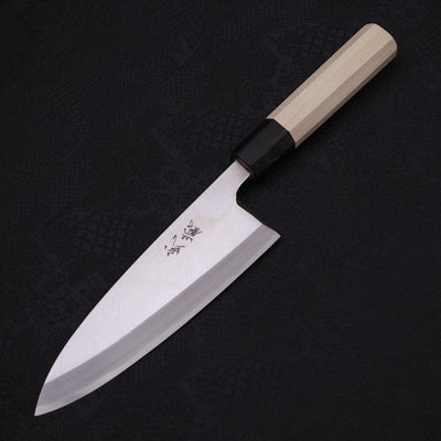 Deba Left Hand White steel #2 Kasumi Buffalo Magnolia Handle 165mm-White steel #2-Kasumi-Japanese Handle-[Musashi]-[Japanese-Kitchen-Knives]