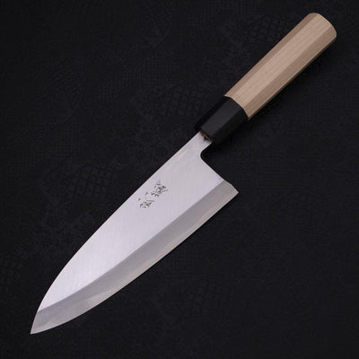 Deba Left Hand White steel #2 Kasumi Buffalo Magnolia Handle 180mm-White steel #2-Kasumi-Japanese Handle-[Musashi]-[Japanese-Kitchen-Knives]