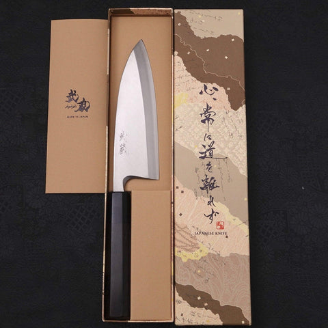 Deba Silver Steel #3 Kasumi Buffalo Ebony Handle 165mm (6.5”)-[Musashi]-[Japanese-Kitchen-Knives]