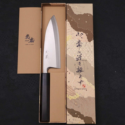Deba Silver Steel #3 Kasumi Buffalo Ebony Handle 165mm-Silver steel #3-Polished-Japanese Handle-[Musashi]-[Japanese-Kitchen-Knives]
