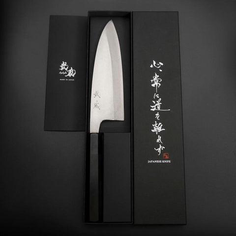 Deba Silver Steel #3 Kasumi Buffalo Ebony Handle 180mm-[Musashi]-[Japanese-Kitchen-Knives]