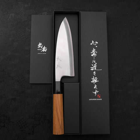 Deba Silver Steel #3 Kasumi Buffalo Teak Handle 180mm (7”)-[Musashi]-[Japanese-Kitchen-Knives]