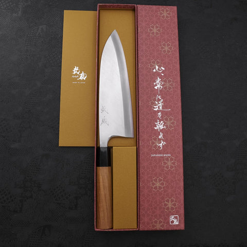 Deba Silver Steel #3 Kasumi Buffalo Teak Handle 210mm (8.3”)-[Musashi]-[Japanese-Kitchen-Knives]