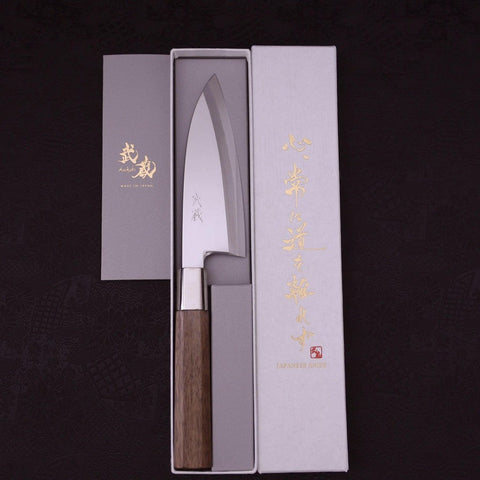 Deba Silver Steel #3 Walnut Handle 135mm (5.3”)-[Musashi]-[Japanese-Kitchen-Knives]