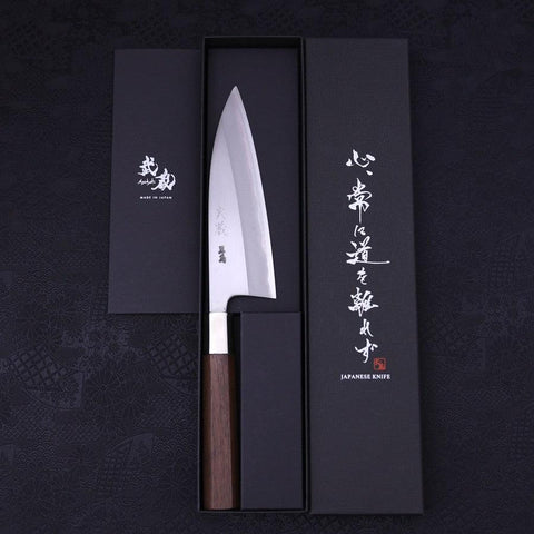 Deba Stainless Clad Blue Steel #2 Walnut Handle 165mm (6.5”)-[Musashi]-[Japanese-Kitchen-Knives]