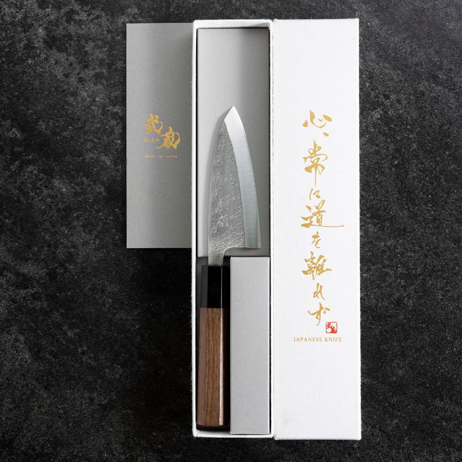 Deba VG-10 Nashiji Buffalo Walnut Handle 105mm (4.1”)-[Musashi]-[Japanese-Kitchen-Knives]
