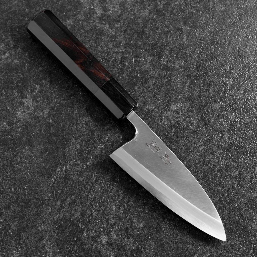 Deba White Steel #2 Kasumi Buffalo Ebony Handle 120mm (4.7”)-[Musashi]-[Japanese-Kitchen-Knives]