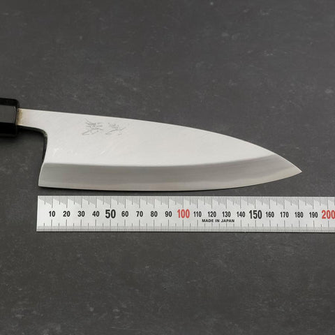 Deba White Steel #2 Kasumi Buffalo Ebony Handle 180mm (7”)-[Musashi]-[Japanese-Kitchen-Knives]