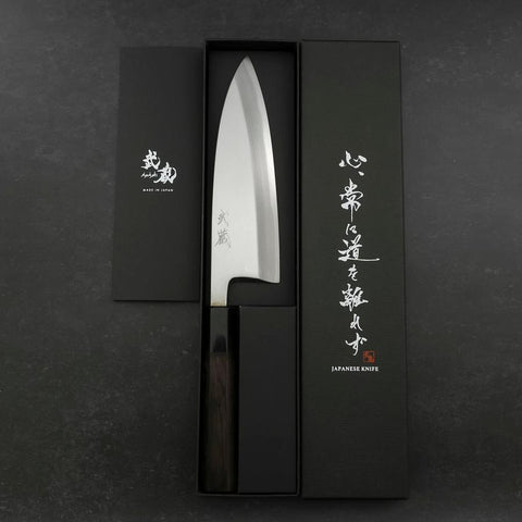 Deba White Steel #2 Kasumi Buffalo Ebony Handle 180mm (7”)-[Musashi]-[Japanese-Kitchen-Knives]
