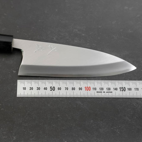 Deba White Steel #2 Kasumi Buffalo Magnolia Handle 165mm (Kurigata) (6.5”)-[Musashi]-[Japanese-Kitchen-Knives]