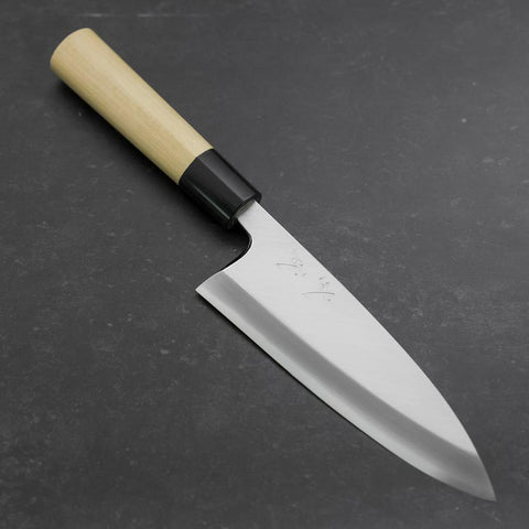 Deba White Steel #2 Kasumi Buffalo Magnolia Handle 165mm (Kurigata) (6.5”)-[Musashi]-[Japanese-Kitchen-Knives]