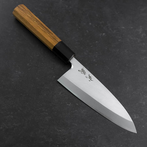 Deba White Steel #2 Kasumi Buffalo Teak Handle 150mm (5.9”)-[Musashi]-[Japanese-Kitchen-Knives]