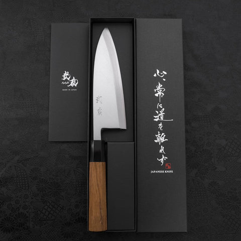 Deba White Steel #2 Kasumi Buffalo Teak Handle 180mm (7”)-[Musashi]-[Japanese-Kitchen-Knives]
