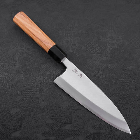 Deba White Steel #2 Kasumi Buffalo Teak Handle 180mm (7”)-[Musashi]-[Japanese-Kitchen-Knives]