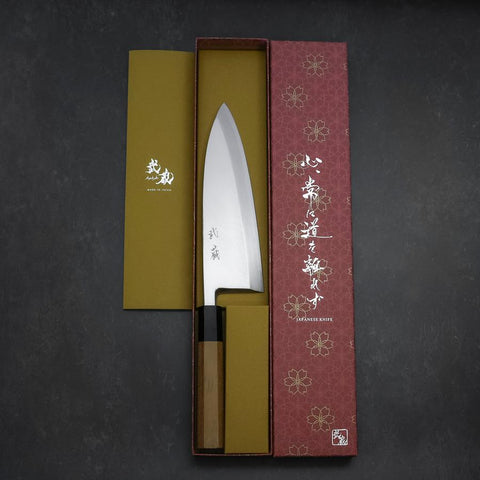 Deba White Steel #2 Kasumi Buffalo Teak Handle 210mm (8.3”)-[Musashi]-[Japanese-Kitchen-Knives]