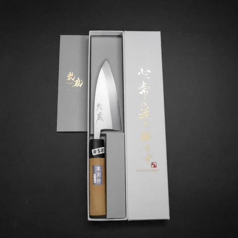 Deba White Steel #2 Kasumi Cherry Handle 120mm (4.7”)-[Musashi]-[Japanese-Kitchen-Knives]