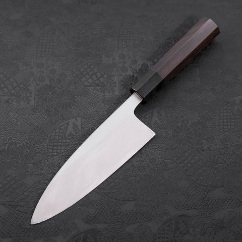 Deba White Steel #2 Kasumi Chokin Gold Sakura-Fuji Buffalo Ebony Handle 165mm (6.5”)-[Musashi]-[Japanese-Kitchen-Knives]