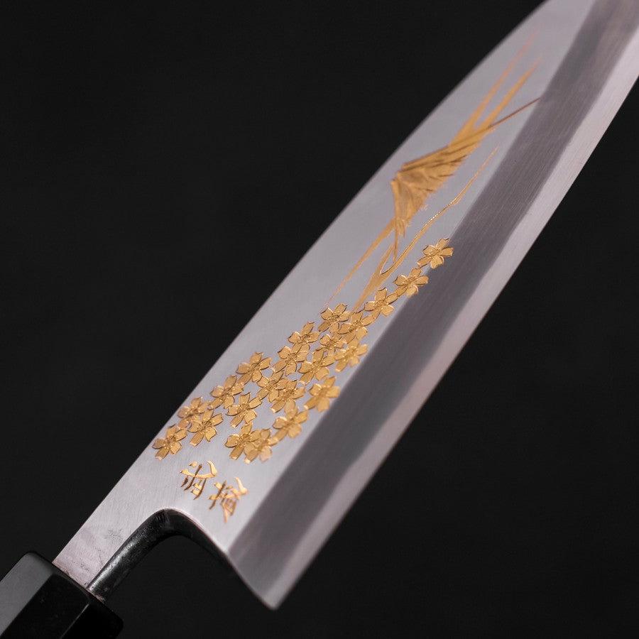 Deba White Steel #2 Kasumi Chokin Gold Sakura-Fuji Buffalo Ebony Handle 165mm (6.5”)-[Musashi]-[Japanese-Kitchen-Knives]