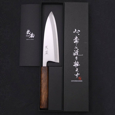 Deba White Steel #2 Kasumi Sumi Urushi Handle 165mm (6.5”)-[Musashi]-[Japanese-Kitchen-Knives]