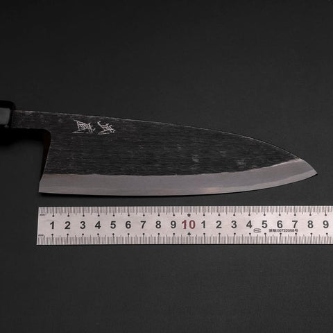Deba White Steel #2 Kurouchi Buffalo Ebony Handle 180mm (7”)-[Musashi]-[Japanese-Kitchen-Knives]