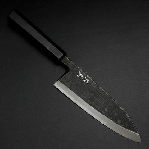 Deba White Steel #2 Kurouchi Buffalo Ebony Handle 180mm (7”)-[Musashi]-[Japanese-Kitchen-Knives]