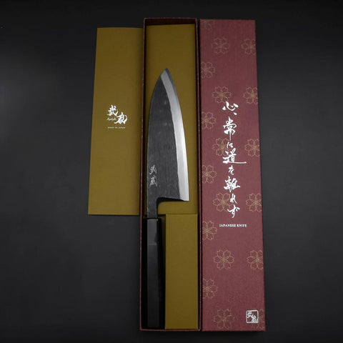 Deba White Steel #2 Kurouchi Buffalo Ebony Handle 180mm-[Musashi]-[Japanese-Kitchen-Knives]