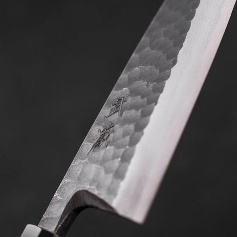Deba White Steel #2 Kurouchi Tsuchime Buffalo Teak Handle 180mm (7”)-[Musashi]-[Japanese-Kitchen-Knives]