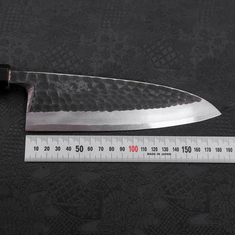 Deba White Steel #2 Kurouchi Tsuchime Buffalo Teak Handle 180mm (7”)-[Musashi]-[Japanese-Kitchen-Knives]