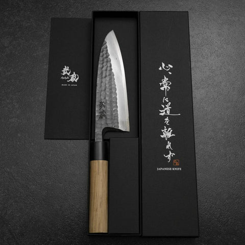 Deba White Steel #2 Kurouchi Tsuchime Cherry Handle 165mm-[Musashi]-[Japanese-Kitchen-Knives]