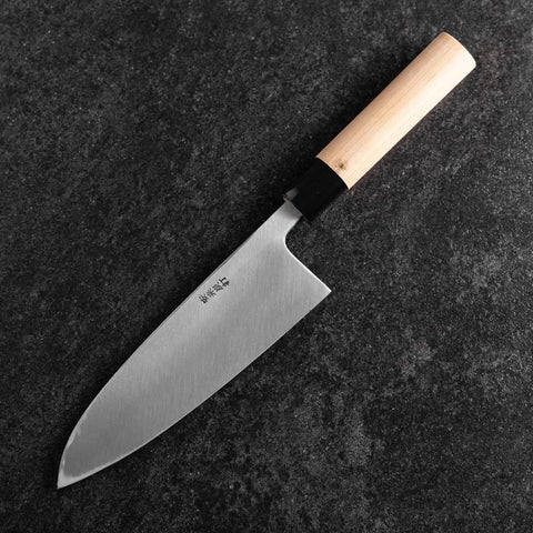 Deba White Steel #2 Kurouchi Tsuchime Cherry Handle 180mm-[Musashi]-[Japanese-Kitchen-Knives]
