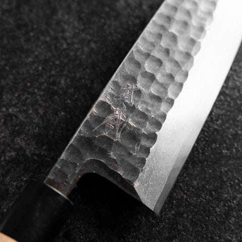 Deba White Steel #2 Kurouchi Tsuchime Cherry Handle 180mm-[Musashi]-[Japanese-Kitchen-Knives]