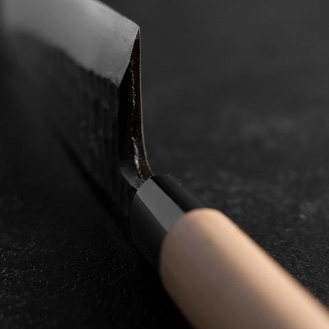 Deba White Steel #2 Kurouchi Tsuchime Cherry Handle 180mm-[Musashi]-[Japanese-Kitchen-Knives]